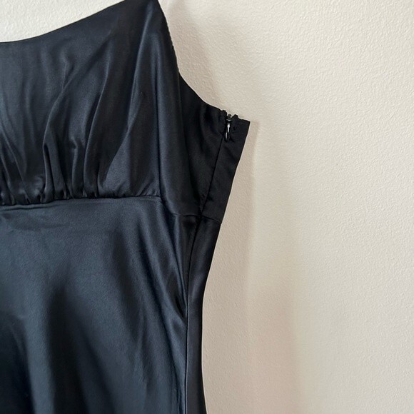 Aqua Sleek Classic Black Satin Mini Dress Size Small - Picture 6 of 9